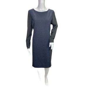 E3 Etcetera Wool Colorblock Gray Blue Long Sleeve Sheath Dress Large 10 12